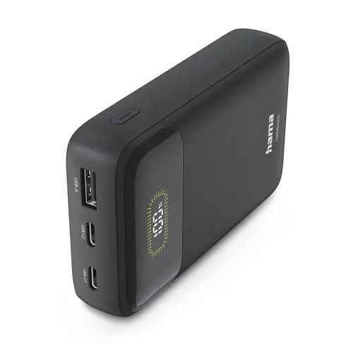 HAMA Външна батерия "PD10-W20", 10000 mAh, 3 изхода: 2 x USB-C, USB-A, Бързо зареждане - 7