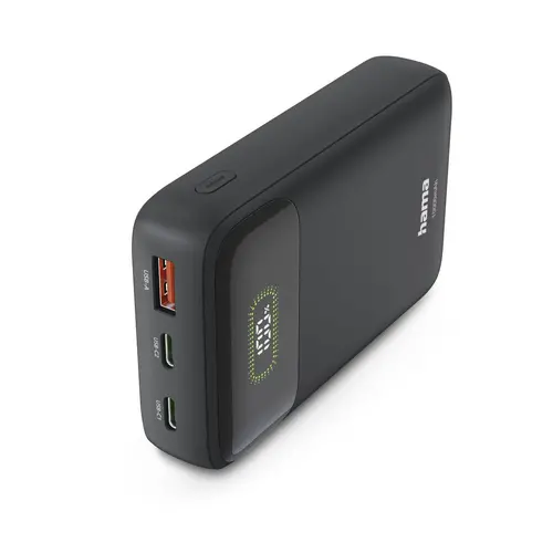 HAMA Външна батерия "PD10-W20", 10000 mAh, 3 изхода: 2 x USB-C, USB-A, Бързо зареждане - 1