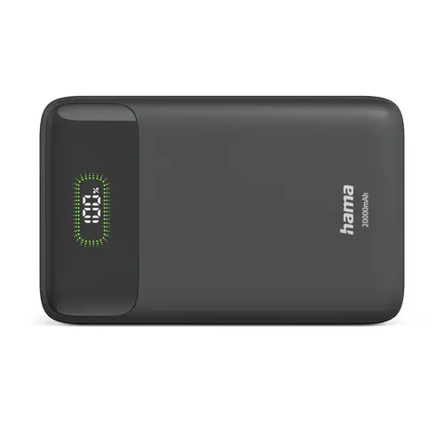 HAMA Външна батерия "PD20-W20", 20000 mAh, 3 изхода: 2 x USB-C, USB-A, Бързо зареждане - 3