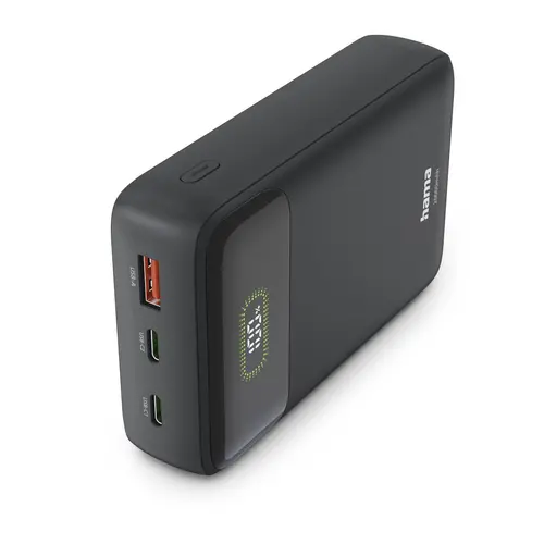 HAMA Външна батерия "PD20-W20", 20000 mAh, 3 изхода: 2 x USB-C, USB-A, Бързо зареждане - 1