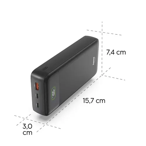 HAMA Външна батерия "PD27-W65", 27000 mAh, Изходи: 2xUSB-C, USB-A, Бързо зареждане - 12