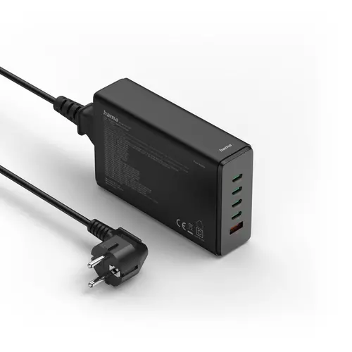 HAMA Зарядна станция 240 W, GaN, Fast Charger, 4 x USB-C, 1 x USB-A, PD - 2