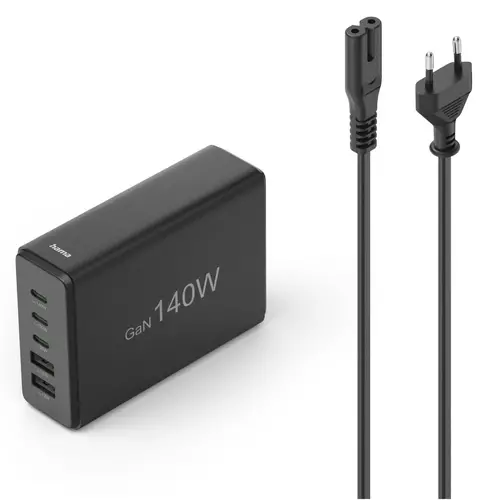 HAMA Зарядна станция 140 W, GaN, Fast Charger, 3 x USB-C, 2 x USB-A, PD - 11