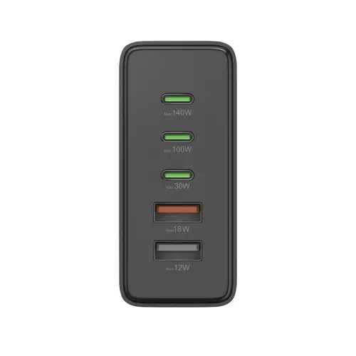 HAMA Зарядна станция 140 W, GaN, Fast Charger, 3 x USB-C, 2 x USB-A, PD - 10
