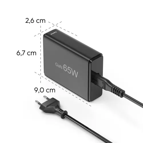 HAMA Зарядна станция 65 W, GaN, Fast Charger, 2 x USB-C, 2 x USB-A, PD - 13