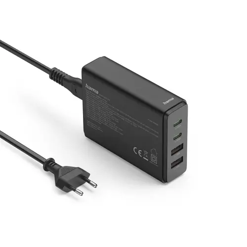 HAMA Зарядна станция 65 W, GaN, Fast Charger, 2 x USB-C, 2 x USB-A, PD - 2