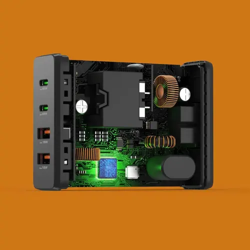 HAMA Зарядна станция 65 W, GaN, Fast Charger, 2 x USB-C, 2 x USB-A, PD - 7