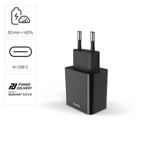HAMA Бързо зарядно, USB-C, PD, 20 W, черно - 10