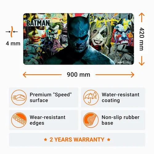 Геймърски пад DC Batman: Torn Collage - Batman and Villains, XL - 3