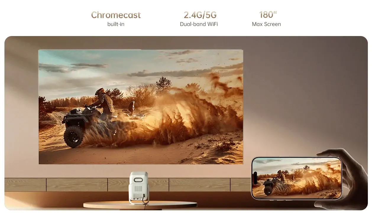 Wanbo преносим смарт проектор Portable Smart Projector - T2 Ultra - White, 500 ANSI, Android TV 11 OS - image 10