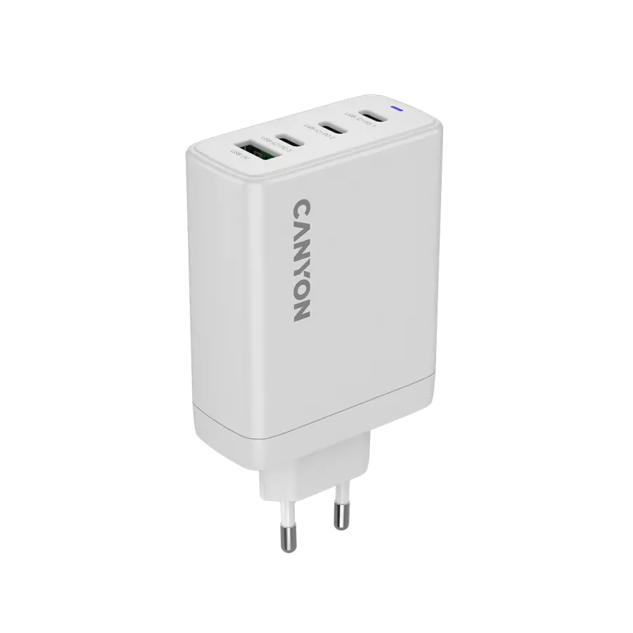 CANYON charger OnCharge 120 GAN Total 120W MAX 3 USB-C +1 USB-A White EU plug