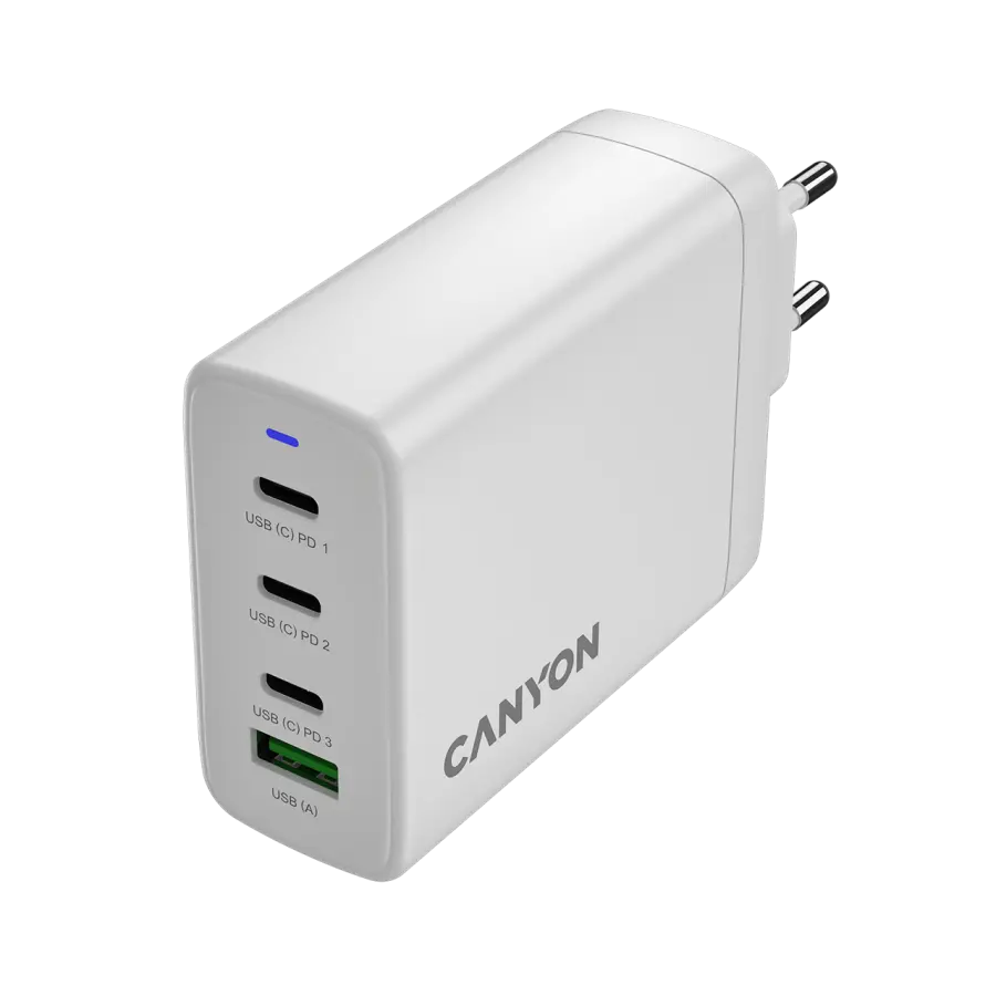 CANYON charger OnCharge 120 GAN Total 120W MAX 3 USB-C +1 USB-A White EU plug - image 3