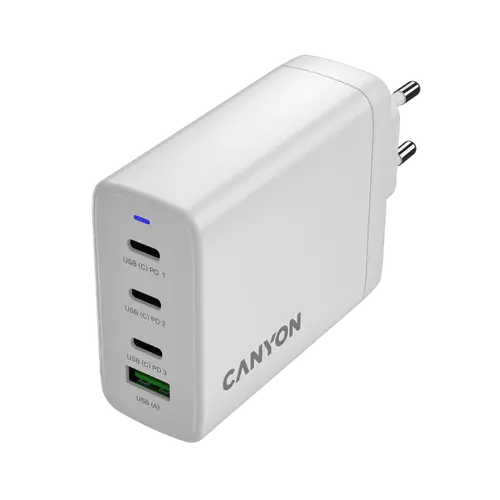 CANYON charger OnCharge 120 GAN Total 120W MAX 3 USB-C +1 USB-A White EU plug - 4