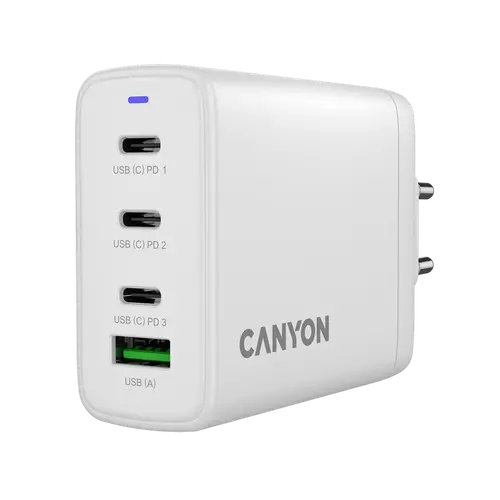 CANYON charger OnCharge 120 GAN Total 120W MAX 3 USB-C +1 USB-A White EU plug - 5