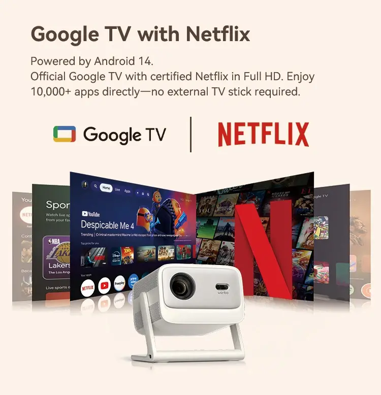 Wanbo преносим смарт проектор Portable Smart Projector - Vali 1 Pro - Warm White, 4K, 900 ANSI, HDR10, Android 14, Dolby Audio - image 8
