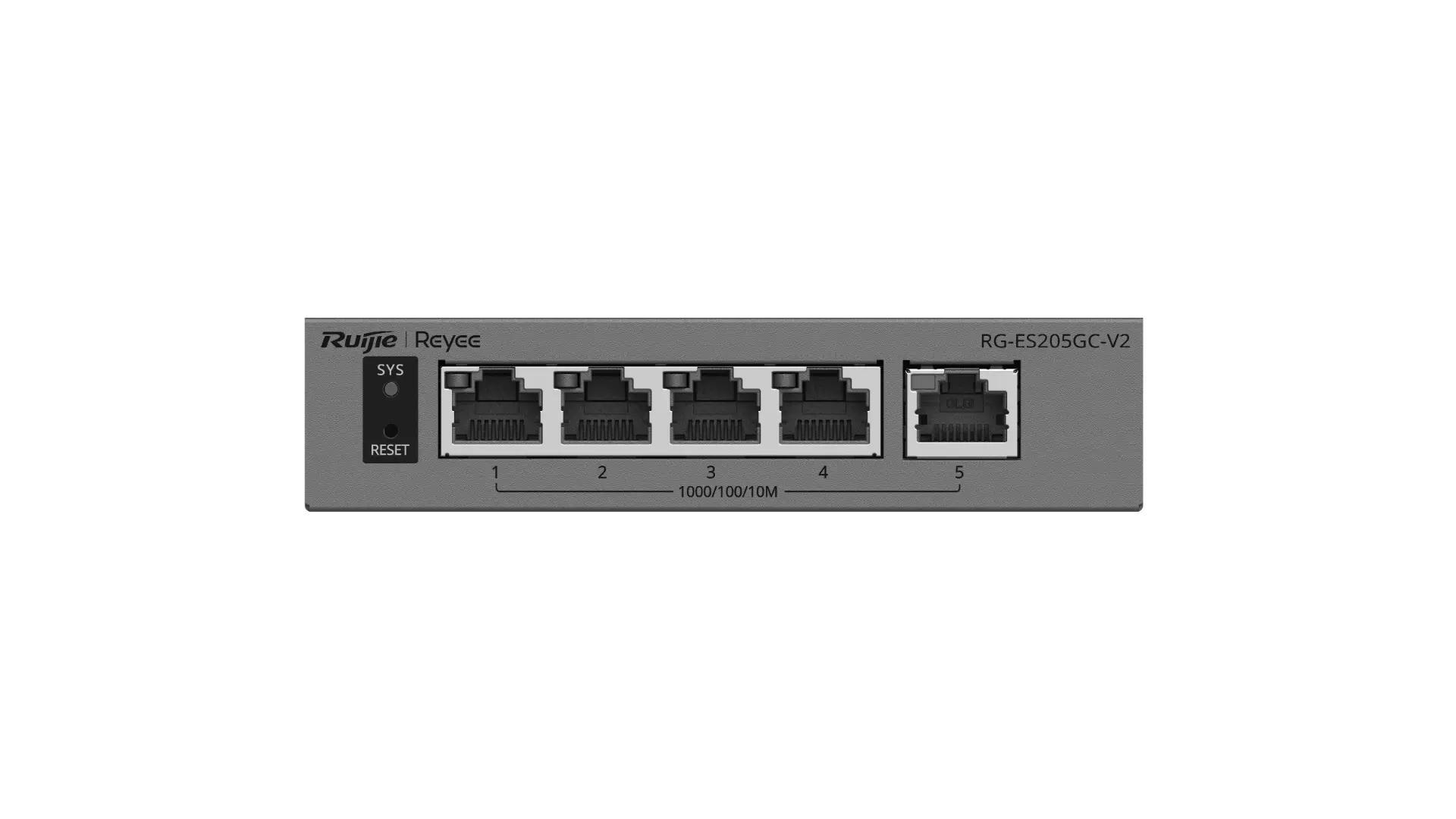 Switch Ruijie RG-ES205GC-V2, 5xGbE θύρες, διαχειριζόμενο, επιτραπέζιο, μεταλλικό, έως 16 VLAN
