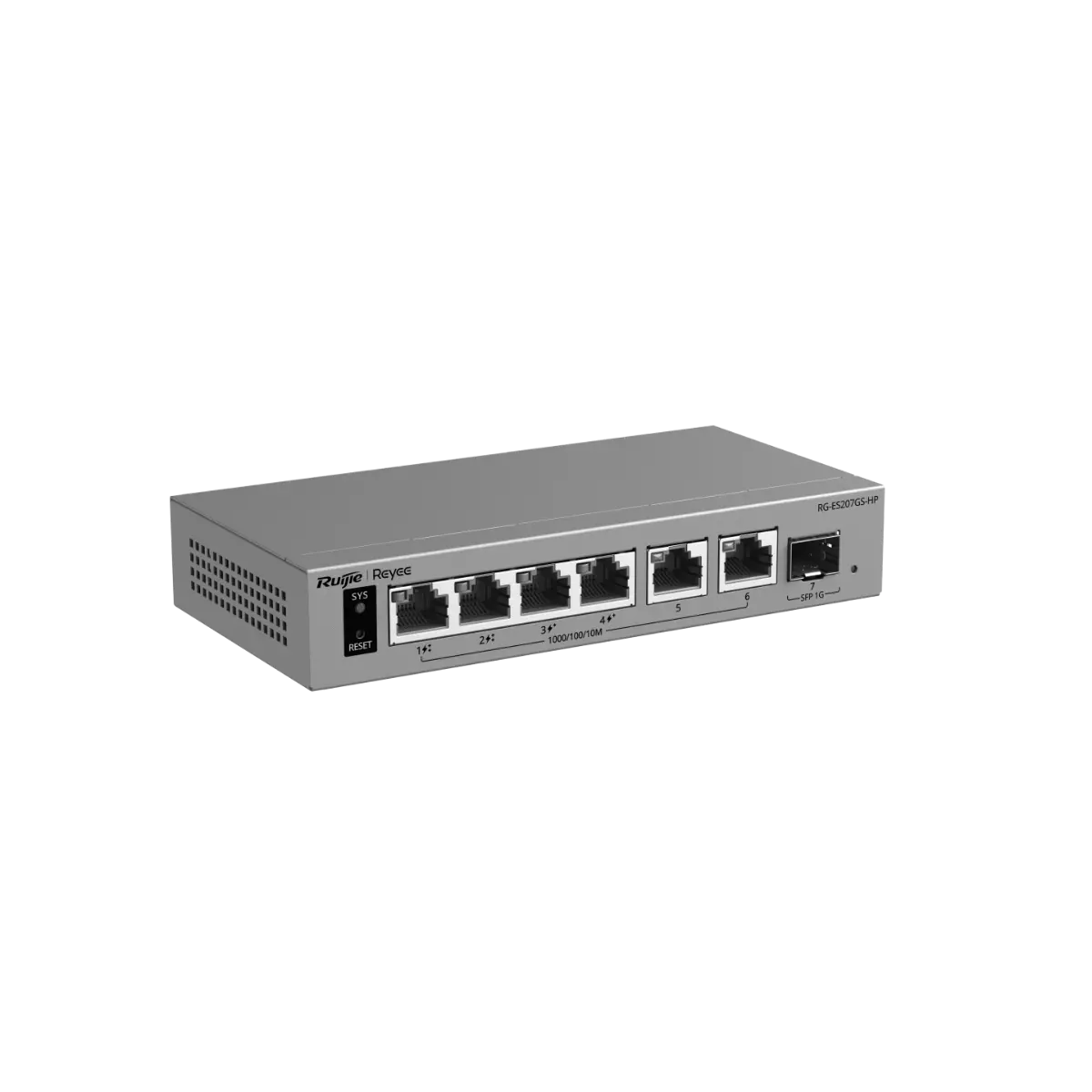 Комутатор Ruijie RG-ES207GS-HP, 2x1G POE++, 2x1G POE+, 2x1G, 1x1G SFP, 120W - image 2