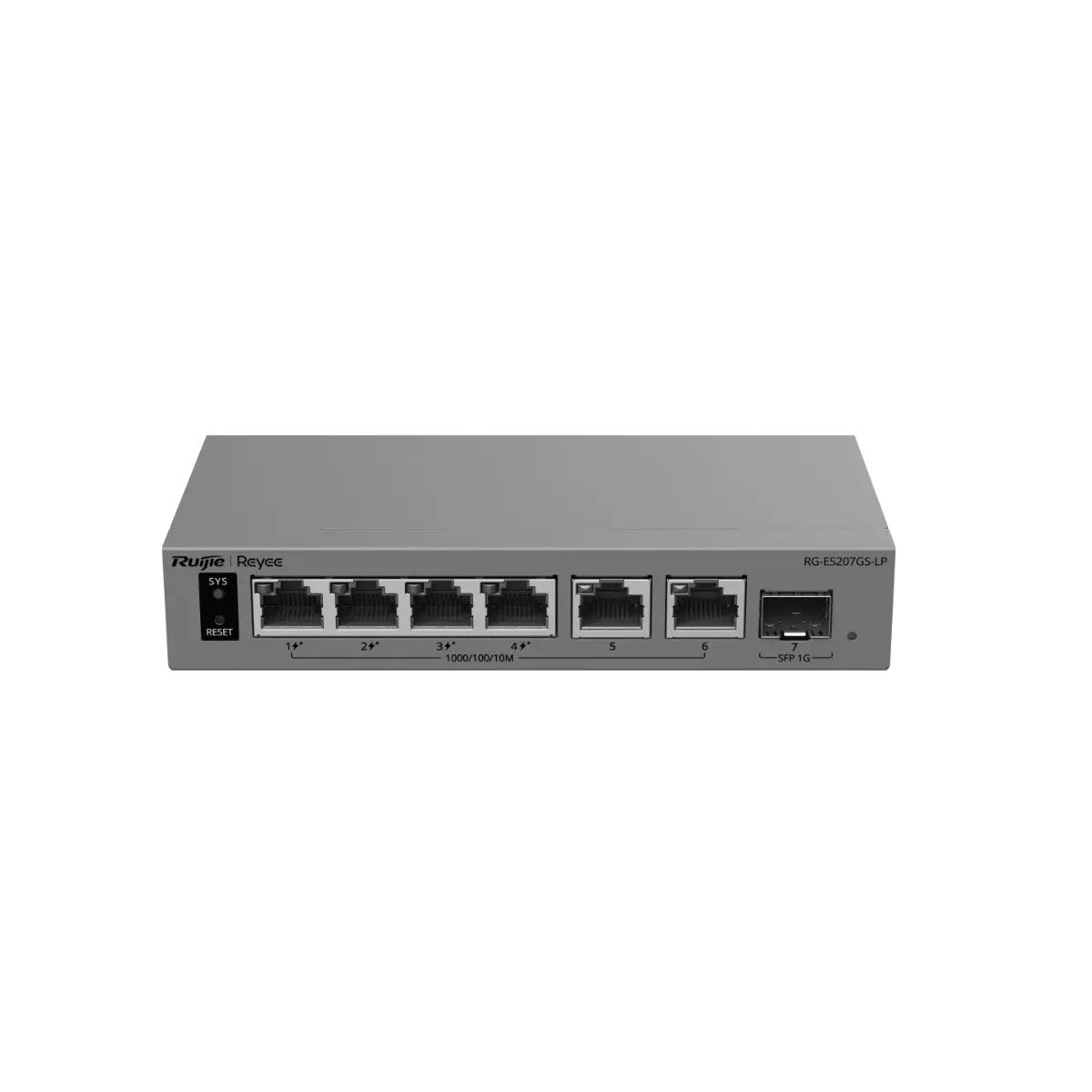Комутатор Ruijie RG-ES207GS-LP, 4x1G POE+, 2x1G, 1x1G SFP, 40W - image 1