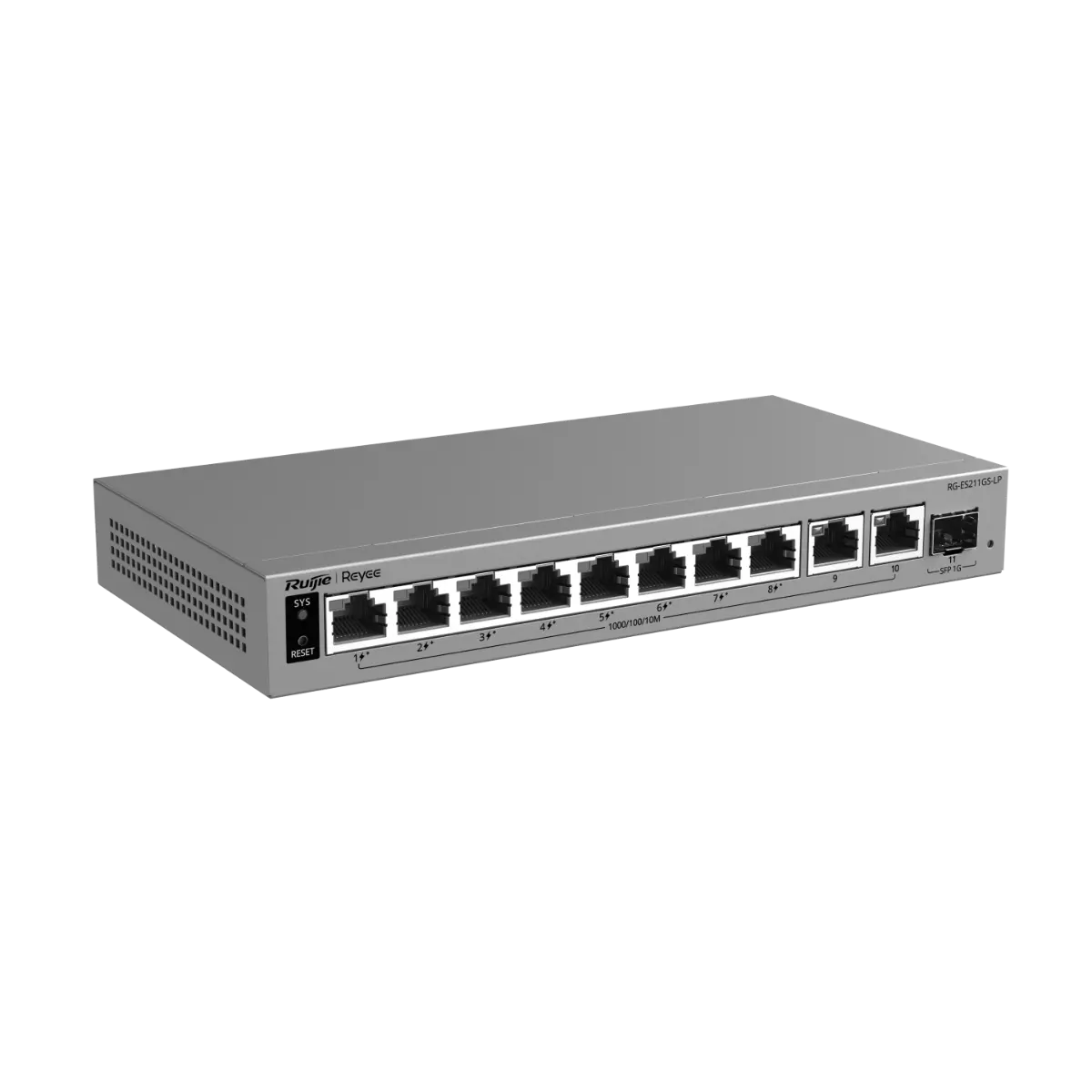 Комутатор Ruijie RG-ES211GS-LP, 8xGbE PoE+, 2x GbE, 1x GbE/SFP, 70W, до 32 VLAN - image 3