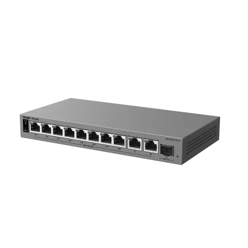 Комутатор Ruijie RG-ES211GS-P, 8xGbE PoE+, 2x GbE, 1x GbE/SFP, 120W, до 32 VLAN - 4