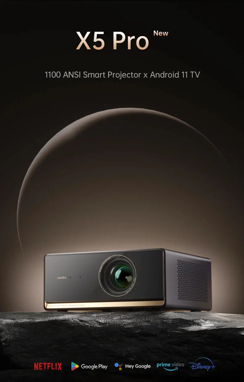 Wanbo преносим смарт проектор Portable Smart Projector - X5 Pro - Dark Blue, 4K, 1100 ANSI, HDR10, Google TV, - image 9
