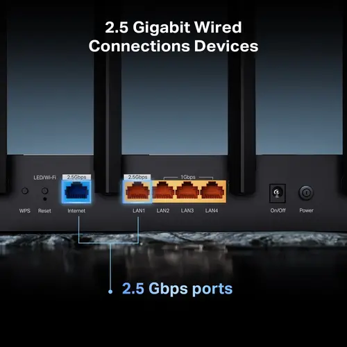 Router wireless TP-Link Archer BE400, BE6500, WiFi7,2x 2.5GbE,1x USB3.0,6x antene - 6
