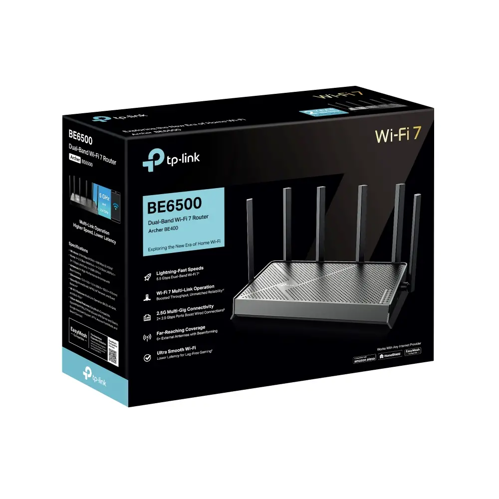 Безжичен рутер TP-Link Archer BE400, BE6500, WiFi7,2x 2.5GbE,1x USB3.0,6x ант. - image 8