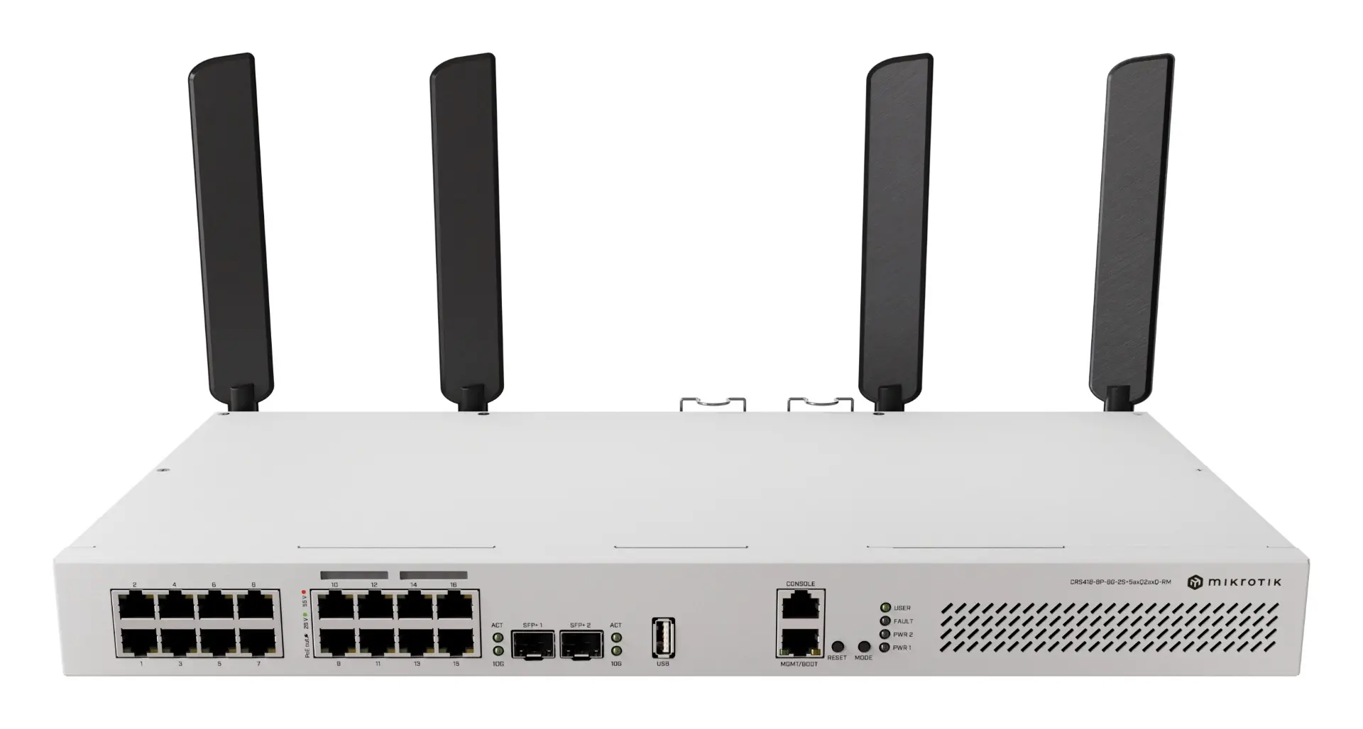 Комутатор MikroTik CRS418-8P-8G-2S+5axQ2axQ-RM, WiFi6, 8xGbE PoE+, 8xGbE, 2xSFP+ - image 1