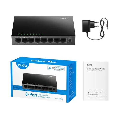Суич Cudy GS108E, 8 портов, управляем, 10/100/1000, CUDY Cloud APP, Метален корпус - 3