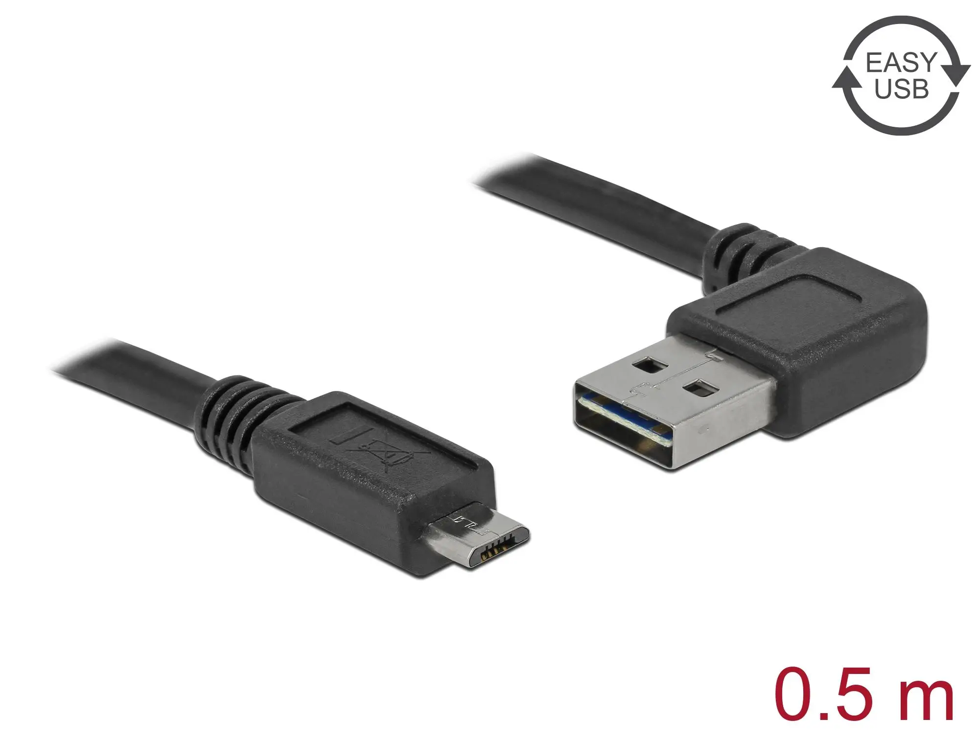 Кабел Delock EASY-USB 2.0 Type-A мъжко angled left / right > USB 2.0 Type Micro-B мъжко 0,5 m - image 1