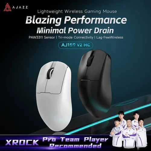 Ajazz професионална геймърска мишка AJ159 V2 MC - Wireless Gaming Mouse - 1K, Magnetic Charging Dock, White - 8