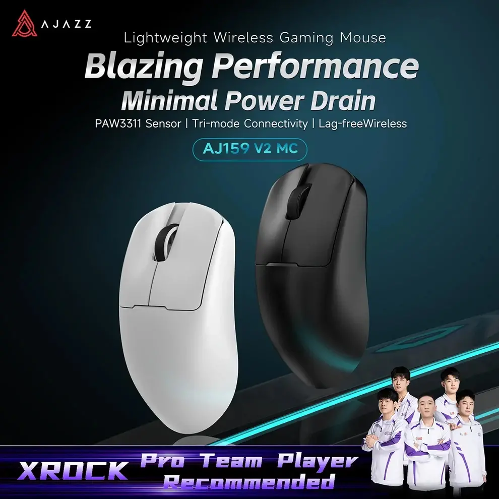 Ajazz професионална геймърска мишка AJ159 V2 MC - Wireless Gaming Mouse - 1K, Magnetic Charging Dock, Black - image 6