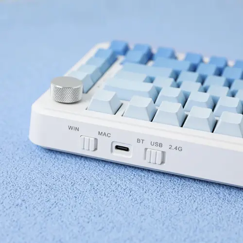 Ajazz геймърска механична клавиатура Wireless Gaming Mechanical Keyboard AK820 MAX - White birch [Linear] (English US), Side Printed, Gray - 11