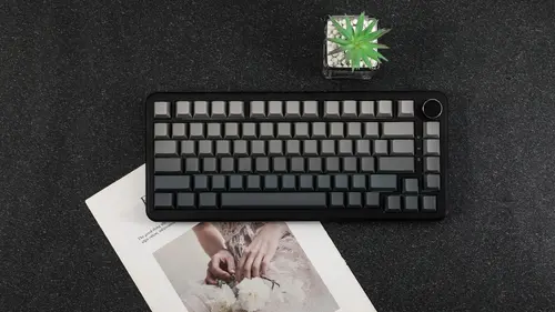 Ajazz геймърска механична клавиатура Wireless Gaming Mechanical Keyboard AK820 MAX - White birch [Linear] (English US), Side Printed, Gray - 5