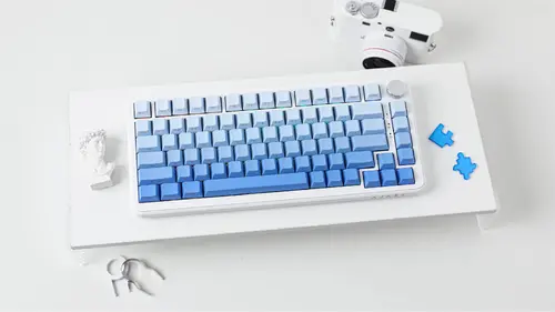Ajazz геймърска механична клавиатура Wireless Gaming Mechanical Keyboard AK820 MAX - White birch [Linear] (English US), Side Printed, Gray - 10