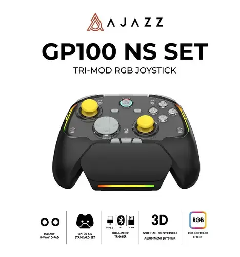 Ajazz геймпад Gamepad Set GP100 NS - Hall Effect, 1000Hz, Wireless, Bluetooth, 1000Hz - Black, Gray, Yellow - 3