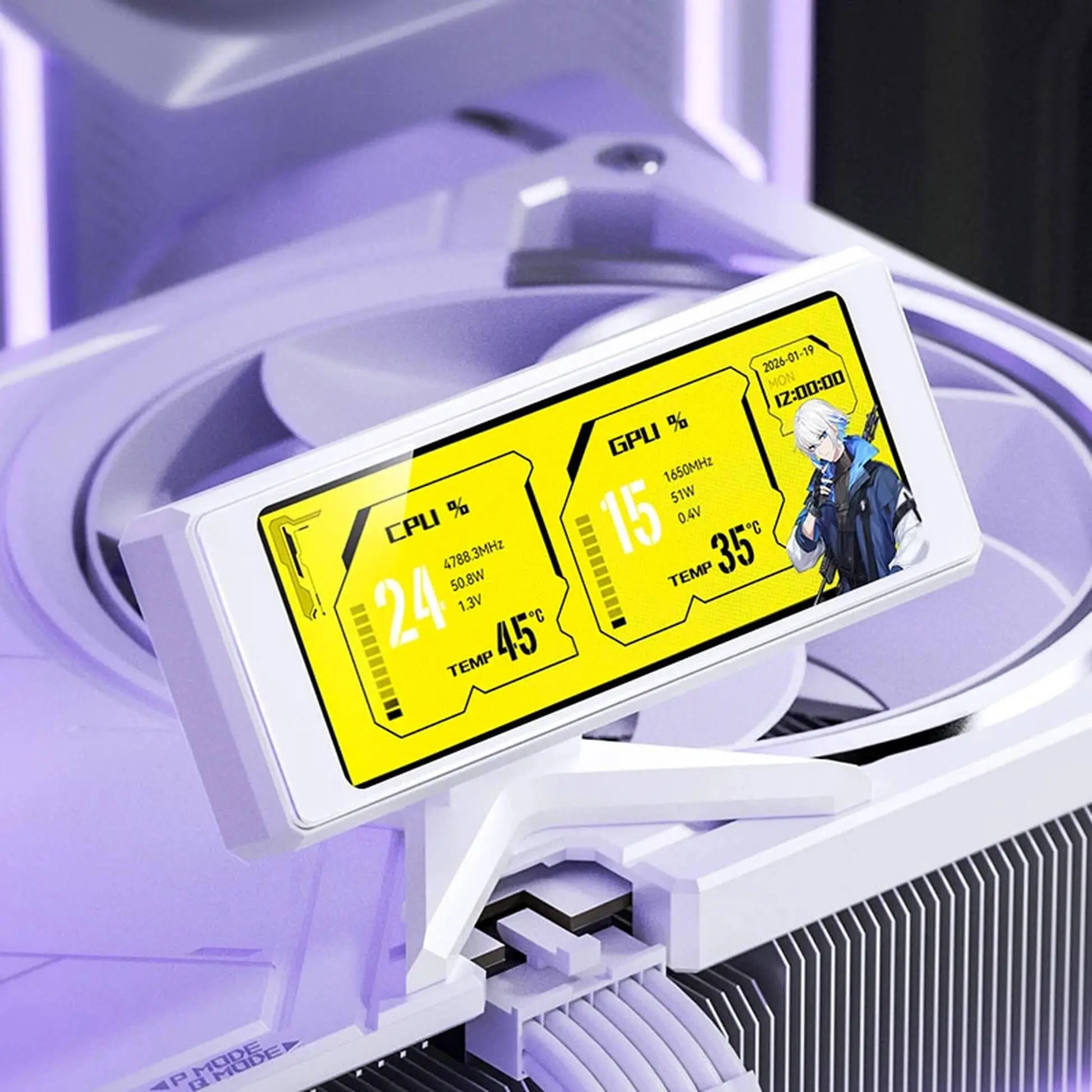 Информативен дисплей за кутия Jonsbo DS339 3.3" IPS - Бял - image 2