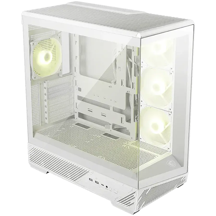 MSI MAG PANO 130R PZ WHITE, Mid-Tower, ATX(Back-connect supported)/M-ATX/ITX, 2x USB 3.2, 1x USB Type-C 20Gbs, 1x Audio/Mic, 4x 120mm ARGB Fans, Mesh Panel, Tempered Glass