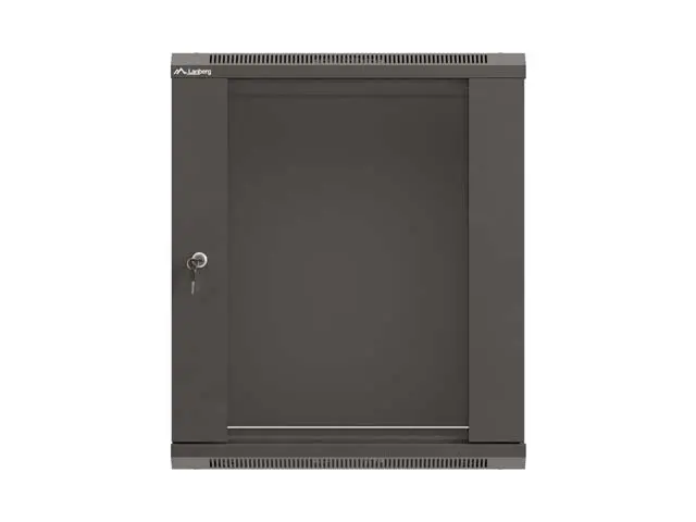 Комуникационен шкаф, Lanberg Rack Cabinet, 19" wall-mount 12U/540x350 (flat pack) with glass door, Black - image 1
