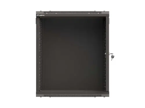Комуникационен шкаф, Lanberg Rack Cabinet, 19" wall-mount 12U/540x350 (flat pack) with glass door, Black - 11