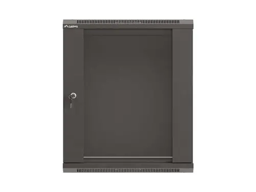 Комуникационен шкаф, Lanberg Rack Cabinet, 19" wall-mount 12U/540x350 (flat pack) with glass door, Black - 2