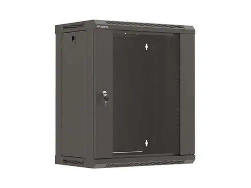 Комуникационен шкаф, Lanberg Rack Cabinet, 19" wall-mount 12U/540x350 (flat pack) with glass door, Black - 3