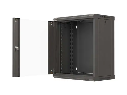 Комуникационен шкаф, Lanberg Rack Cabinet, 19" wall-mount 12U/540x350 (flat pack) with glass door, Black - 5