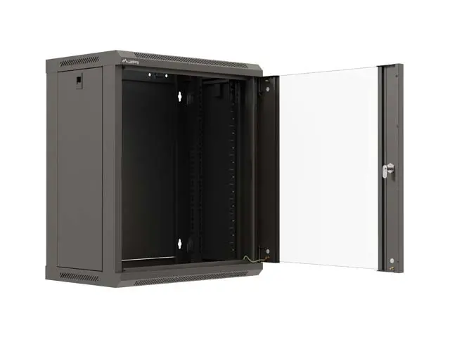 Комуникационен шкаф, Lanberg Rack Cabinet, 19" wall-mount 12U/540x350 (flat pack) with glass door, Black - image 5