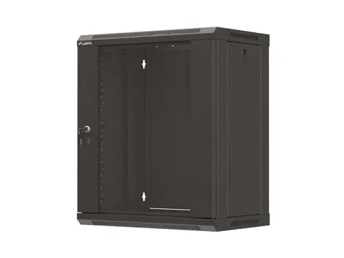 Комуникационен шкаф, Lanberg Rack Cabinet, 19" wall-mount 12U/540x350 (flat pack) with glass door, Black - 1