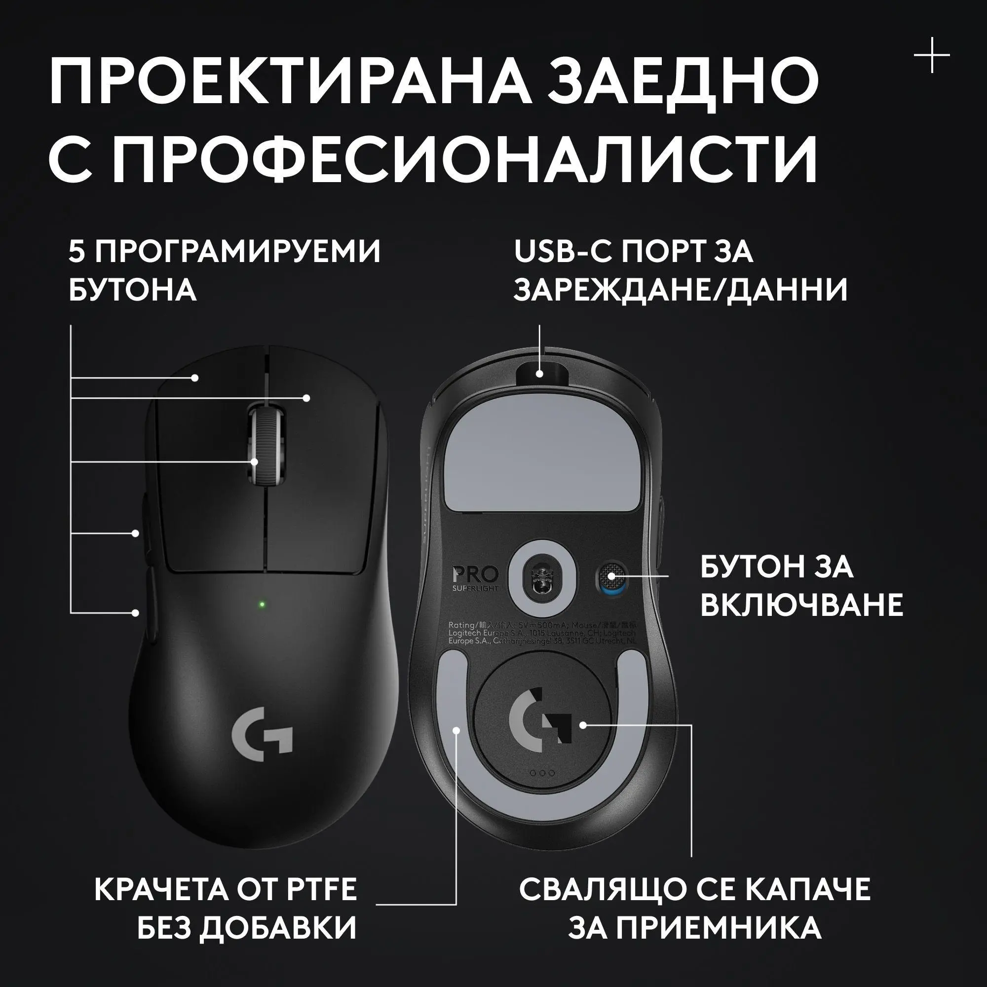Геймърска безжична мишка Logitech G Pro X Superlight 2 DEX SE - Black - image 10