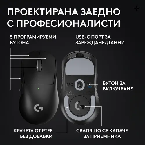 Геймърска безжична мишка Logitech G Pro X Superlight 2 DEX SE - Black - 11