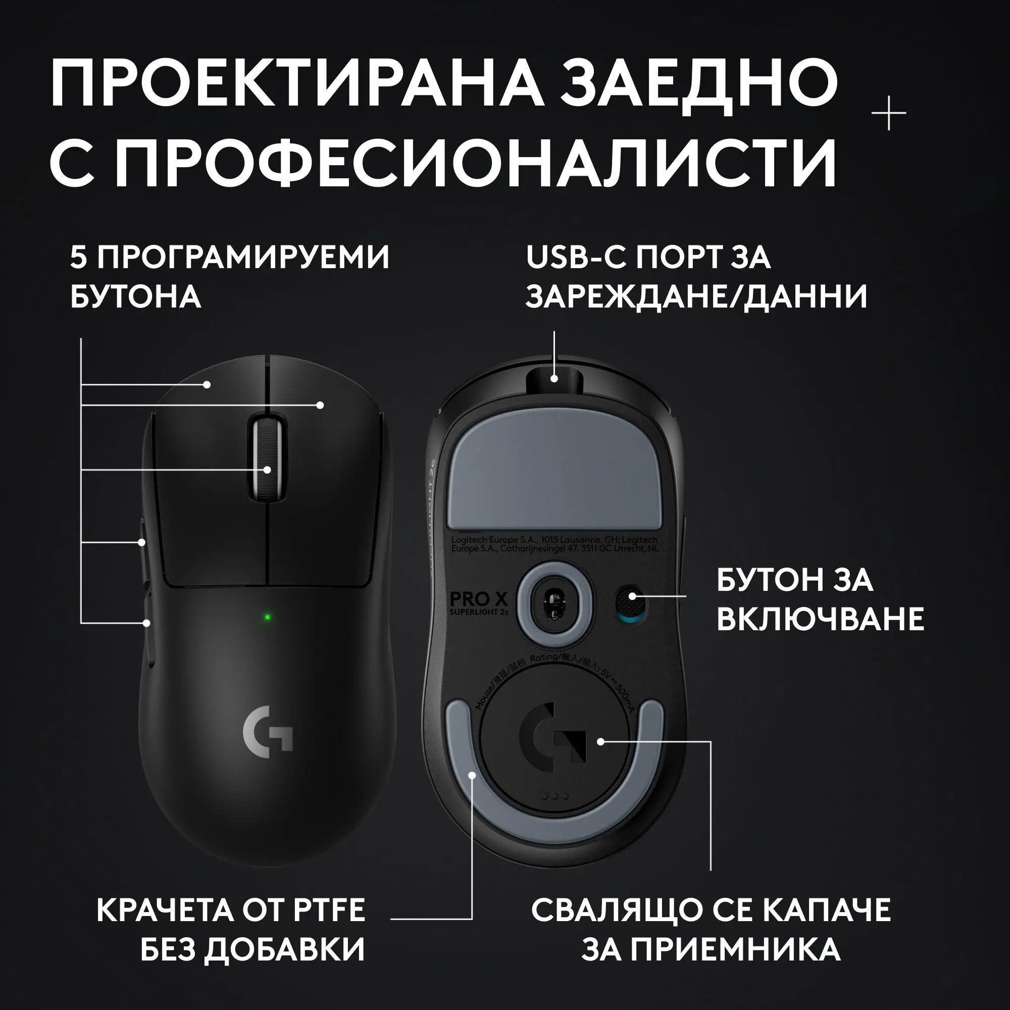 Геймърска безжична мишка Logitech G Pro X Superlight 2c SE - Black - image 9
