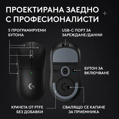 Геймърска безжична мишка Logitech G Pro X Superlight 2c SE - Black - 10