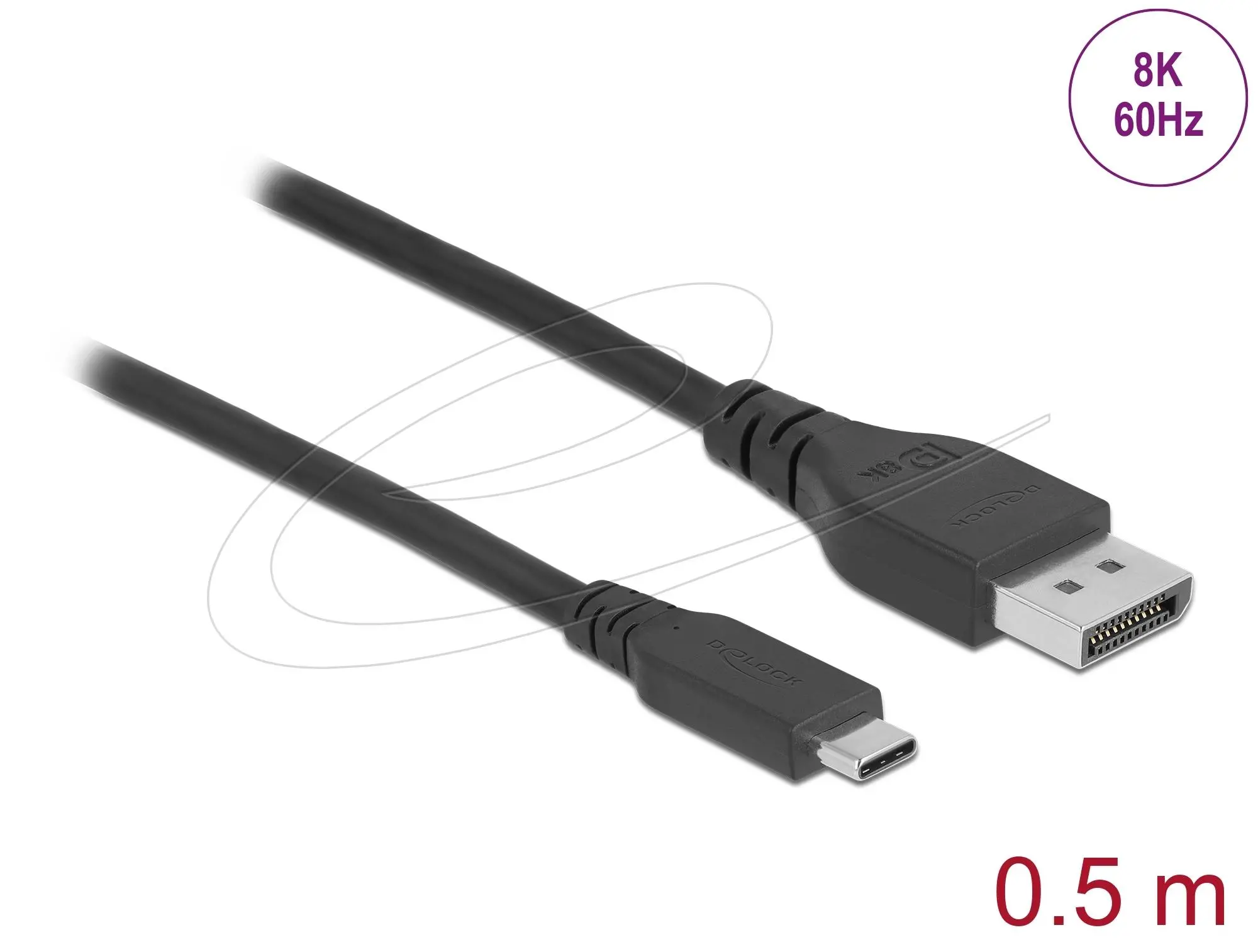 Двупосочен кабел Delock USB Type-C към DisplayPort (DP Alt режим) 8K 60 Hz 0.5m, сертифициран - image 1